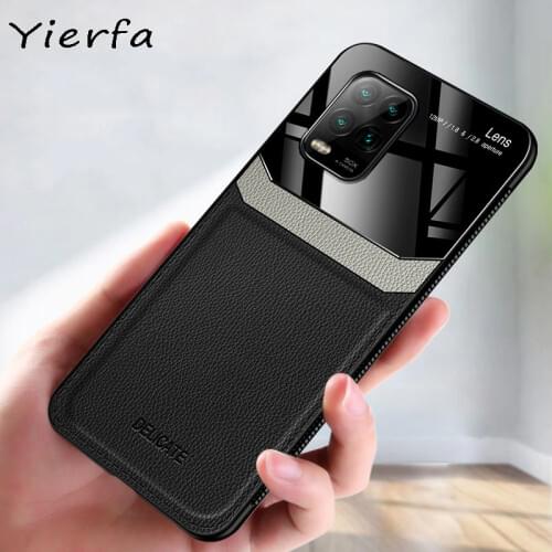 For Xiaomi Mi 10 Lite Case PU Leather Mirror Plexiglass Silicone Shockproof Bumper Xiomi Mi10 Mi m10 Note 10 Lite Pro Back Cover