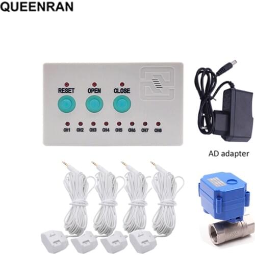 Water Leakage Sensor with 1pc DN15 DN20 DN25 Stainless Valve for Smart Home Kitchen Water Flood Overflow Leaking Detector