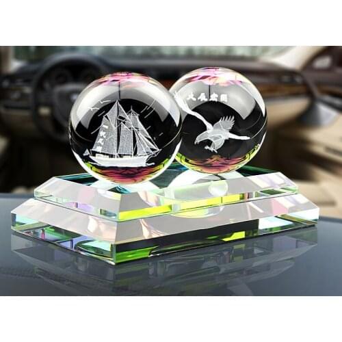 HOME OFFICE SHOP CAR Talisman Protection # bless GOOD LUCK Safe 3D crystal Sailboat Eagle carving FENG SHUI statue