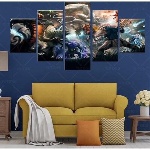 Dota 2 Poster Framed Gallery Wrap Art Print Home Wall Decor Picture Print Modern Quadros Cartoon Character Oil Poster Bedside Ba