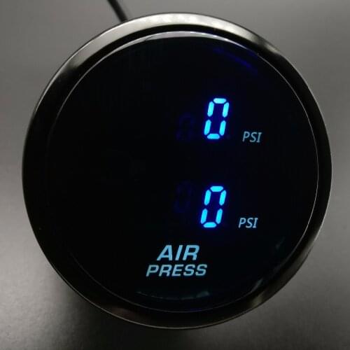 Smoke lens 52mm digital Dual reading Air Pressure Gauge BLUE LED PSI Air suspension Air ride with 2pieces electrical sensors