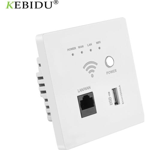 Kebidumei 300Mbps Embedded Wall WIFI Router Wireless WiFi Socket Rj45, AP Relay Smart usb socket, 220V Power,2.4Ghz Router Panel
