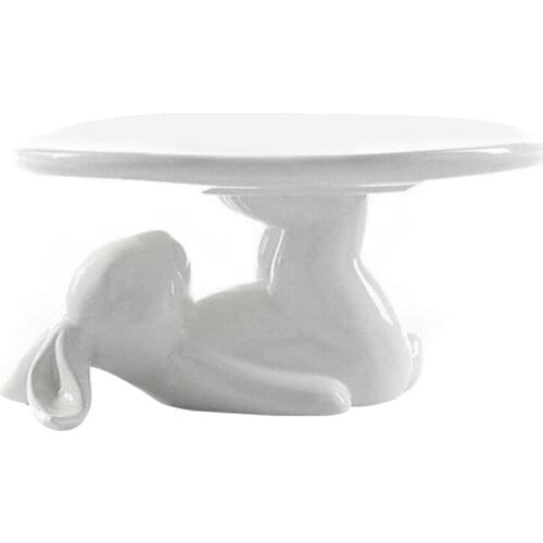 Bunny Rabbit Ceramic Plate,Dishes For Dessert Food Server Tray,Cute Cake Stand, Tableware Gift For Kitchenware Lovers