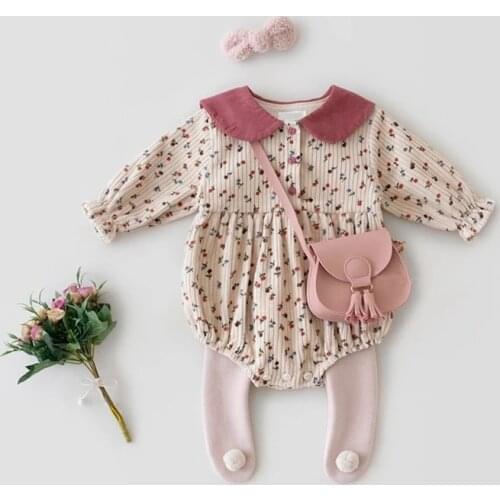 MILANCEL 2021 Autumn Baby Clothes Linen Girls Jumpsuits Toddler Girl Bodysuit Peter Pan Collar Baby One Piece