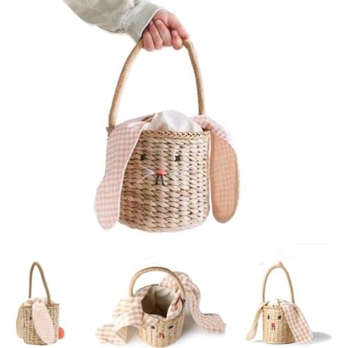 Cute Childrens Adults Rattan Bucket Beach Straw Bags Women Shoulder Messenger Bamboo Storage Basket Bag Photography Props