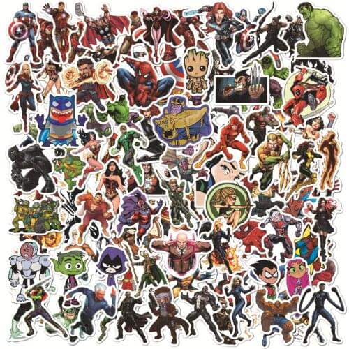 104 Pcs/set Disney The Avengers Stickers Waterproof Sticker Reused Cartoon Marvel Anime Figure Model Multifunctional Sticker