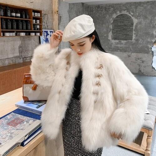 Fashion Super Quality Real Fox Fur Coat Vintage Elegant Female Jacket Autumn Winter 2020 Coats and Jackets Women Ropa Zjt1619