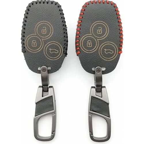 Soft Texture 100% Leather Car Key Chain Key Cover for Renault / Opel Vivaro Movano Car Shield 3 Button Car Remote Key Box