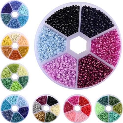 2mm 80g/lots Perforated 6 colors bead combination suit beaded jewelry accessories diy bracelet necklace glass seed beads set