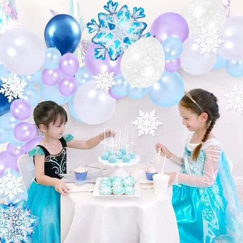 78pcs Frozen Themed Latex Balloons Set Blue White Snowflake Balloon Garland Arch Kit for Kids Birthday Party Baby Shower Decor