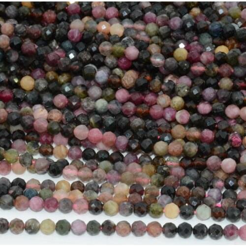 Natural Multiple Tourmaline Faceted Round Beads 4mm