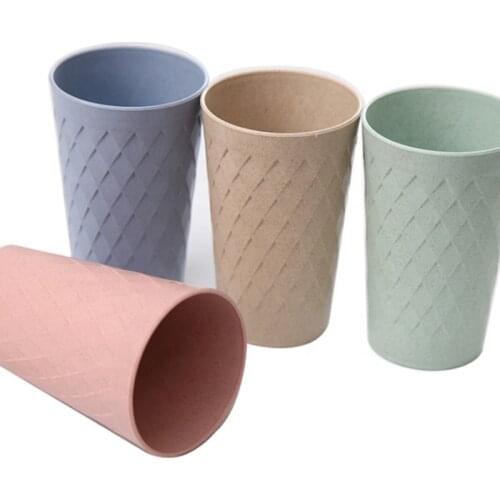 Unbreakable Reusable 14oz Lightweight Plastic Eco Friendly Wheat Straw Cups For Camping Picnic