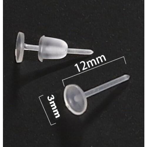 100Pcs Invisible Plastic Earrings Blank Pin Earring Post and Back Jewelry Making B95F
