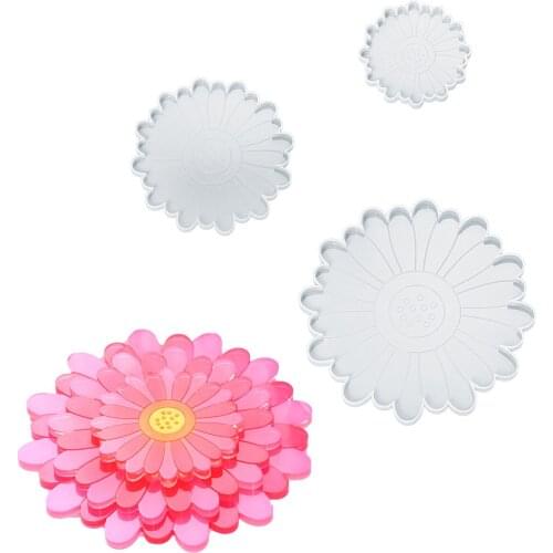 2021 New Product Epoxy Diy Coaster Set Flower Tea Tray Coaster Mirror Daisy Petal Tray Silicone Mold