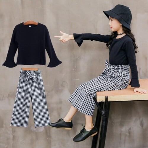 Autumn Girls Casual Spring Sweater Pants Suit Girls Clothes Striped Shirt + Pants 2PCS Girl Clothing Set 4 6 8 9 12 13 14 Years
