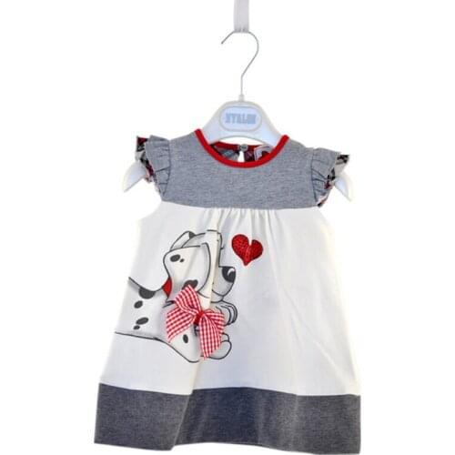 1-5Y Summer Baby Girls A-Line Dress Girl One-pieces Dress Kids Clothes Dog Print Cute Clothing For Girls
