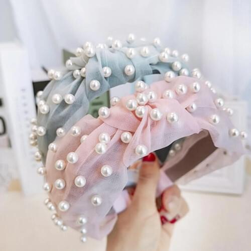 New Fashion Women Hairband Pearls Headband Soft Solid Turban Fresh Style Turban High Quality Handmade Hair Accessories