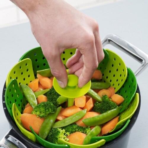 Folding Non-scratch Steamer Basket,PP,Silicone Steamer,Kitchen Cooking Tool Cookware For Fruit,Vegetable Steamer Basket K023