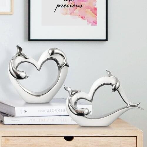 MODERN CERAMIC DOLPHIN LOVERS FIGURINES HOME FURNISHING DECORATION CRAFTS OFFICE HOTEL DESKTOP ORNAMENTS WEDDING GIFTS ART DECOR