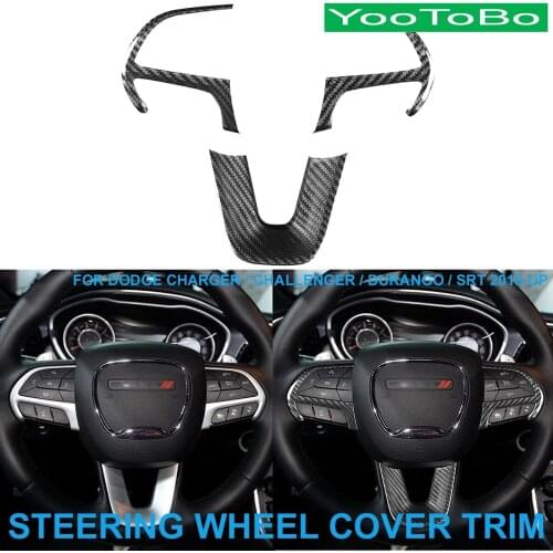 LHD RHD Styling Real Dry Carbon Fiber Steering Wheel Trim Cover Panel Sticker For Dodge SRT Charger Challenger Durango 2015-2021