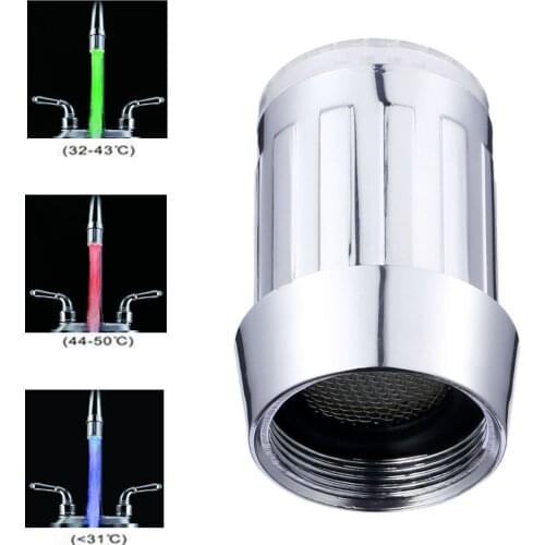 ABS LED Water Faucet Light 3 Color Waterfall Glow Shower Stream Tap Temperature Control Kitchen Bathroom Accessory With Adapter