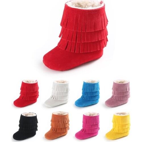 Tassel thicker winter baby snow boots infant toddler shoes for boy and girl plus cotton baby shoes first walker