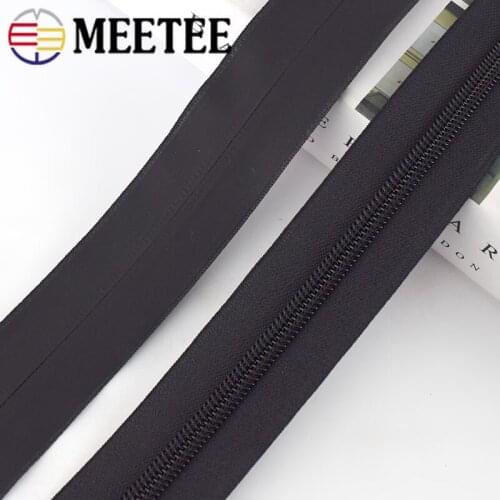 2/5Meters 8# Waterproof Zippers Black Invisible Nylon Zipper for Sewing Outdoor Jacket Bags Suitcases Coil Zips DIY Accessories