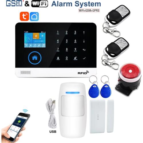 Wifi GSM Alarm System 433MHz Home Burglar Alarm Wireless & Wired Detector RFID Alexa Compatible Tuya & Smartlife APP