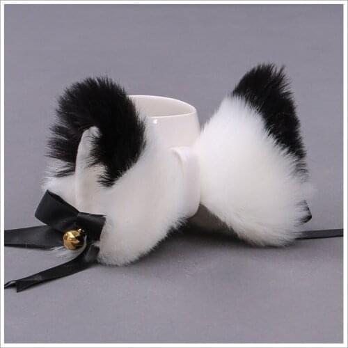 Women Girls Anime Cosplay Headdress Cute Lolita Cat Fox Ears Detachable Plush Hairpin Hair Clip Cosplay Accessories