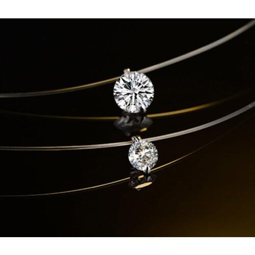 Fashion 925 Sterling Silver Chain Short Women Necklaces For Party Jewelry Clear Austrian Crystal Pendant Necklaces Gift