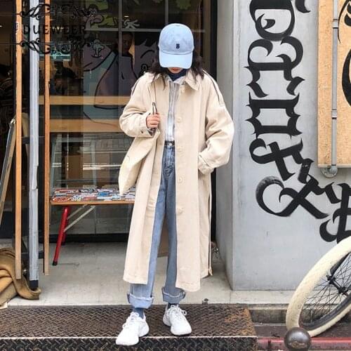 DUEWEER Women Trench Single Breasted Sashes Slim Solid Student Autumn Trendy Tender All-match Ulzzang Buttons Preppy Outwear