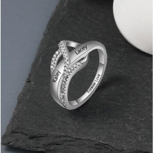 925 Sterling Silver Personalized Name Rings With AAA CZ Stones Promise Rings for Women Couple Engagement Ring Bands