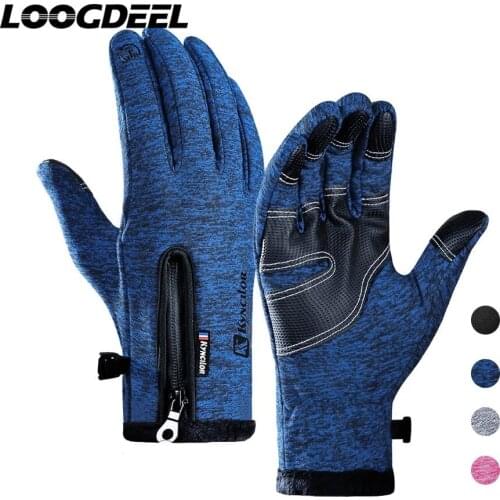 LOOGDEEL Winter Warm Wearable Fishing Gloves Fleece Touch Screen Gloves Outdoor Durable Windproof Waterproof Fishing Gloves