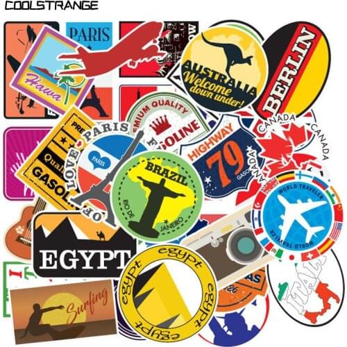 100pcs/Set Gobal Travel Stickers For Luggage Laptop Skateboard Motorcycle Snowbord Refrigerator Helmet Pegatinas