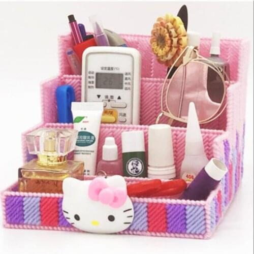 16x16x14cm Mobile cosmetics receipt box storage tissue box embroidery kit DIY handmade craft set Crocheting knitting needlework