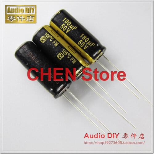 20PCS matsushita capacitor FM Series 50V180UF 8X20MM 180uF/50V ultra low internal resistance Electrolytic Capacitor 180uf 50v