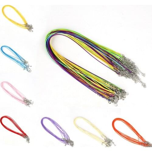5PCS Faux Leather Chains Waxed String Ropes 1.5mm DIY Bracelet Necklace Pendant Charms with Lobster Clasp DIY Jewelry Findings