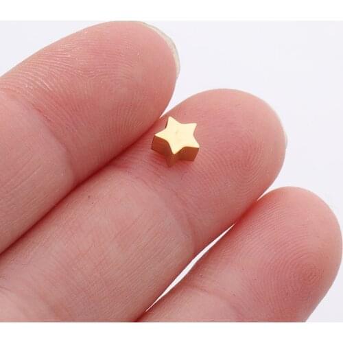 50pc 5/8mm Gold/Steel Color Stainless steel Mini Star Shape Beads Charm pendant For Necklace DIY Women Handmade Jewelry Making