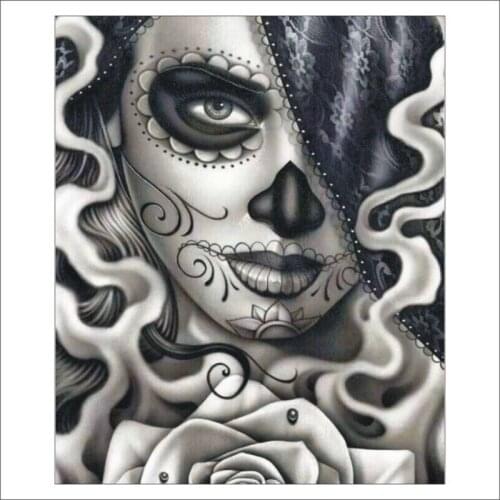 5D DIY Diamond Painting Skull Girl Embroidery Home Decoration Mosaic Cross Stitch Set Mural Craft Gift T083