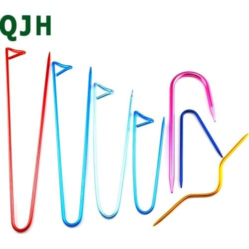 7pcs 7size Aluminum Steel Knit Holders Knitting Needles Markers Craft Crochet Hook Locking Stitch Seam DIY Sewing Accessories