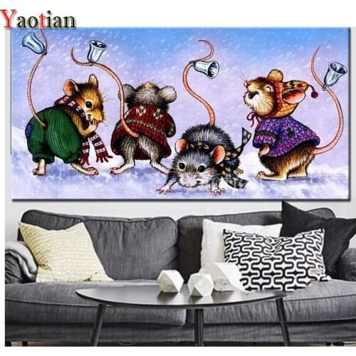 5d Diamond Embroidery rats happy bell DIY Diamond Painting Cross Stitch Kits full square/round Diamond Mosaic Christmas Decor