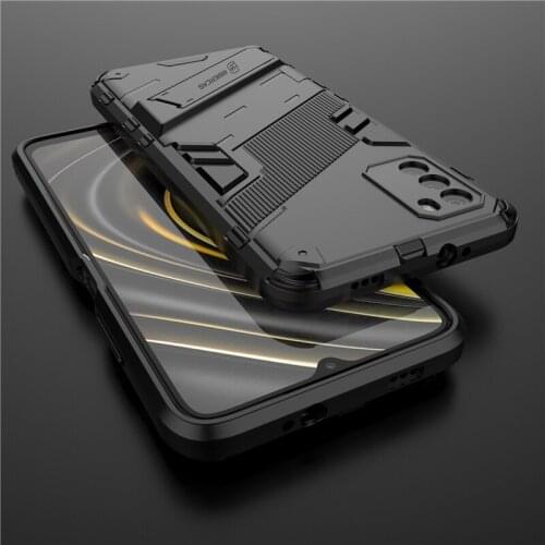 For Xiaomi Poco M3 Case Shockproof Silicone Bumper Holder Stand Armor Hard Pc Back Cover Poco M3 Phone Case For Xiaomi Poco M3