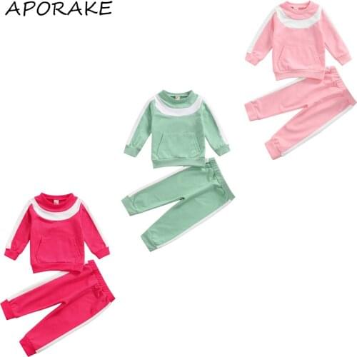 2021 0-5Y Sweet Kids Baby Girl Clothes Set Tracksuit Striped Print Long Sleeve Sweatshirt+Pants Spring Fall Outfits 2pcs