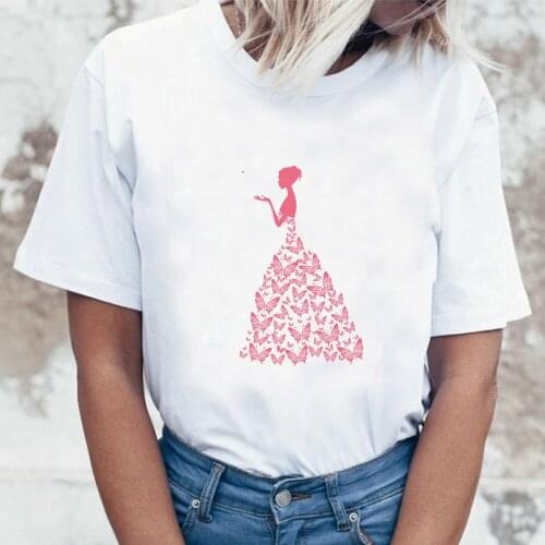 Aesthetic Cute Clothes Women T Shirt with Butterfly Girl Graphic Tee 2020 Sweet Fresh T Shirt Short Sleeve Lady Tops O-neck