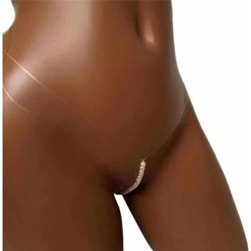 European and American sexy underwear womens body chain pearl underwear erotic flirting rope bead t-pants Bikini Body Jewelry