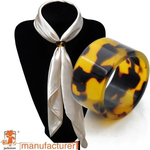 Jackstraw spot high-grade cellulose acetate chain.scarves buckle High quality leopard straight ring ring