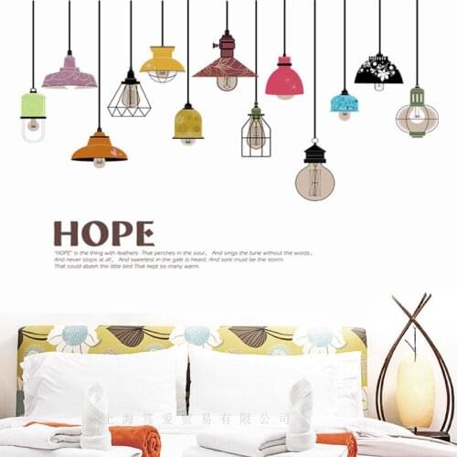 Colorful pendant lamp wall stickers PVC Material Removable DIY Wall Decal for Living room Bedroom Study room Decoration Art