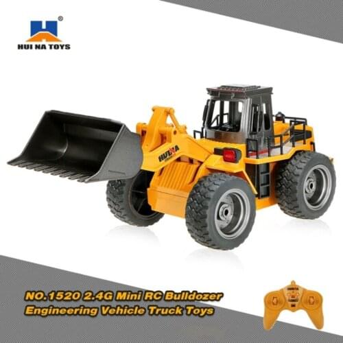 HUI NA TOYS NO.1520 2.4G 6CH Mini RC Bulldozer Engineering Vehicle Truck Toys ABS Material Remote Control Toy Gift for Children