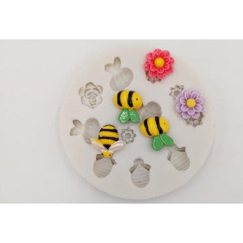 Minsunbak Little Bee Silicone Mold Flower Shape Cake Fondant Decoration Tool DIY Chocolate Baking Tools