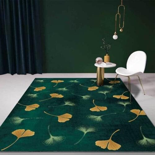 Fashion Modern Green Ginkgo Carpets For Living Room Home Bedroom Large Floor Rugs Non-Slip Leisure Sofa Decoration Area Mat Rug
